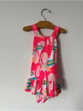 Bonds Kids Swim Pink Toucan Print One-Piece Swimsuit